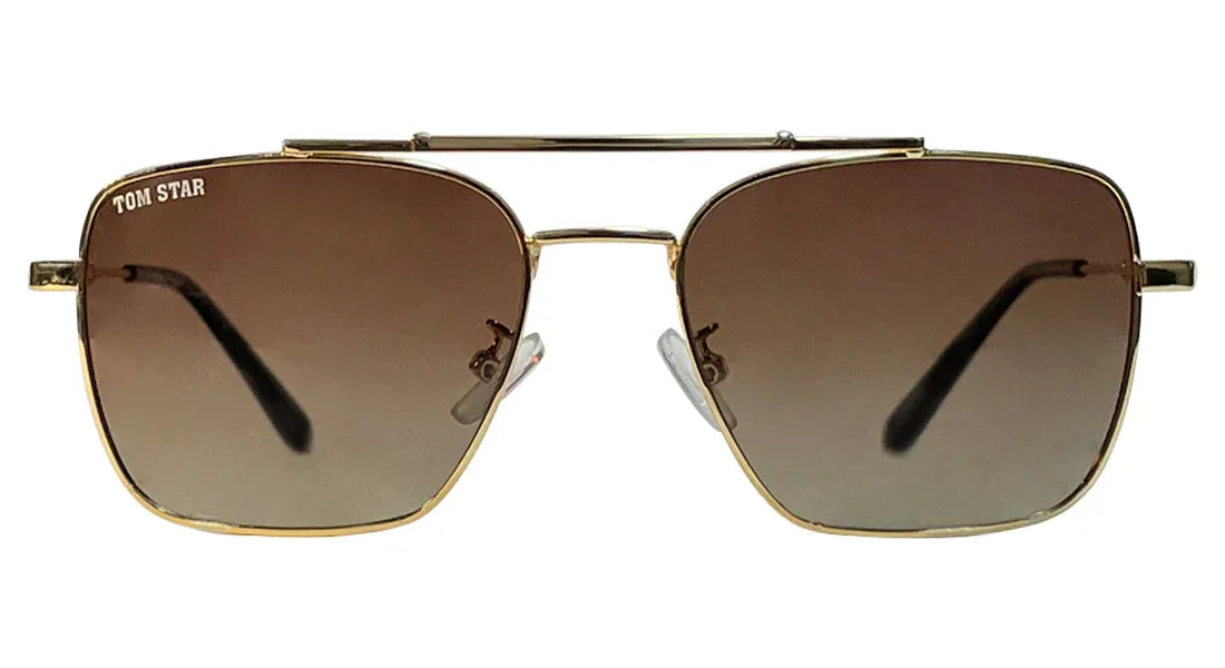 Tom Star Golden Frame Brown Lenses Sunglasses - Bombay Optical
