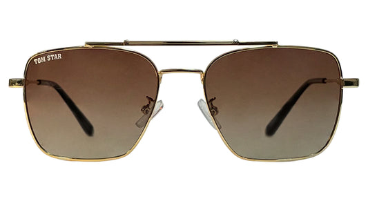 Tom Star Golden Frame Brown Lenses Sunglasses