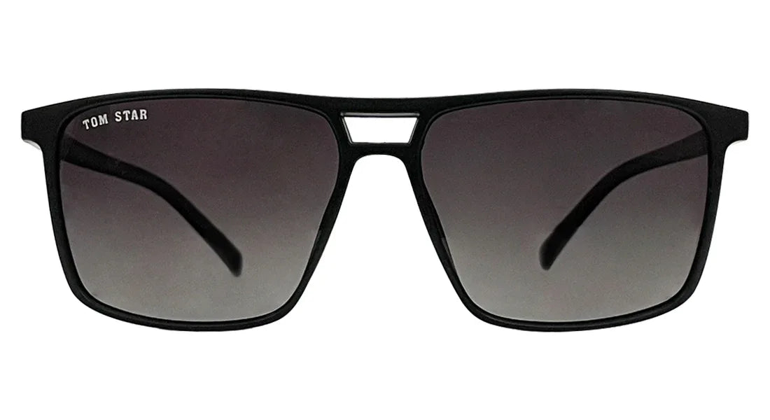 Tom Star Matte Black Frame with Dark Purple Lenses Sunglasses - Bombay Optical