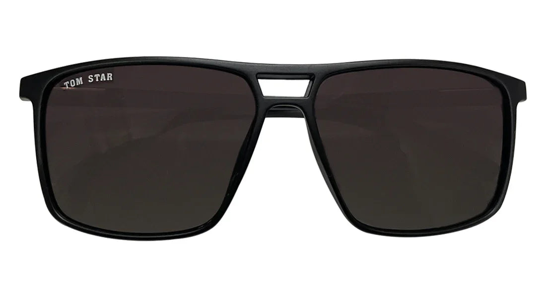 Tom Star Matte Black Frame with Dark Purple Lenses Sunglasses - Bombay Optical