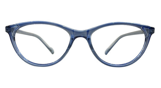 Transparent Blue Oval Eyeglasses