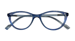 Transparent Blue Oval Eyeglasses