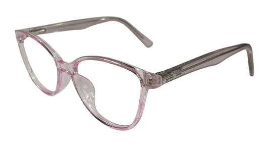 Transparent Pink Oval Eyeglasses