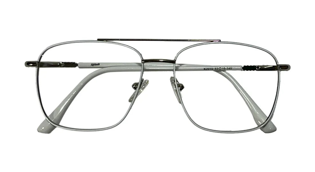 White and Silver Metal Eyeglasses - Bombay Optical