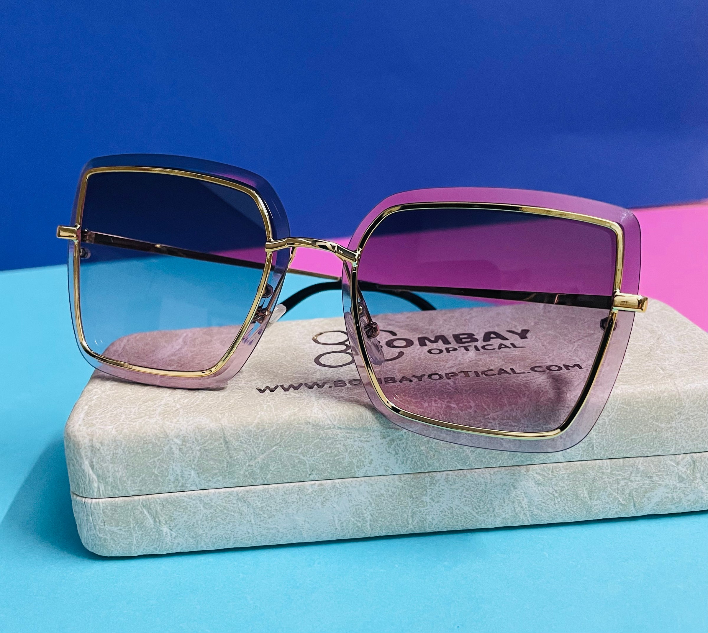 Golden Frame Purple Gradient Sunglasses - Bombay Optical